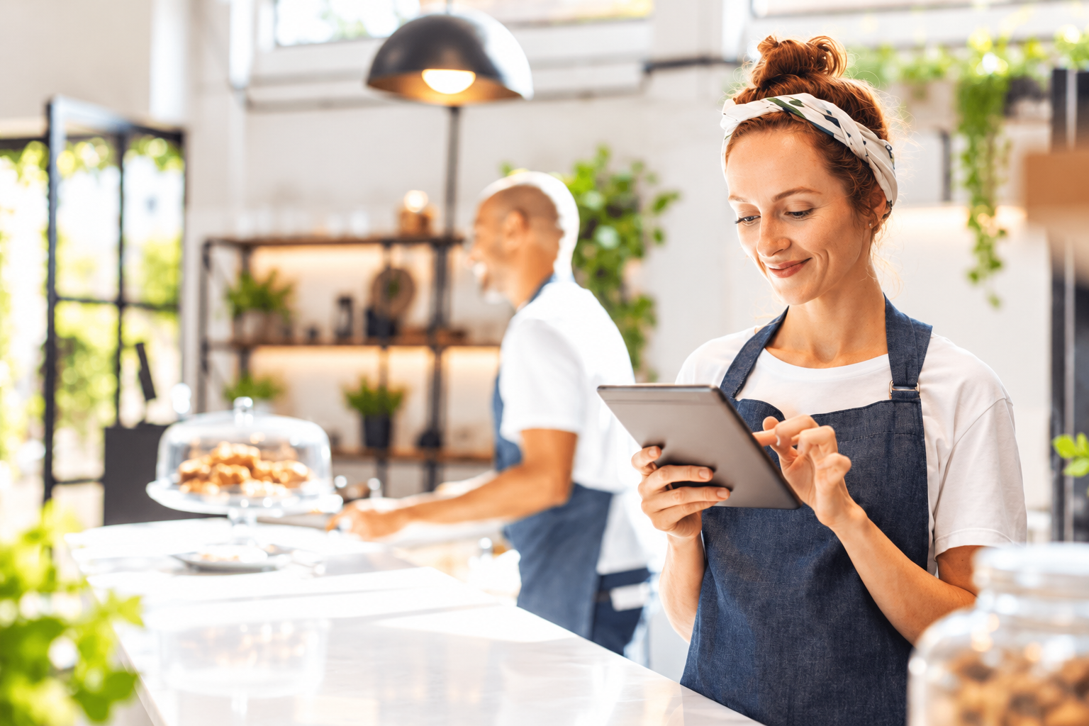 Team at a restaurant counter