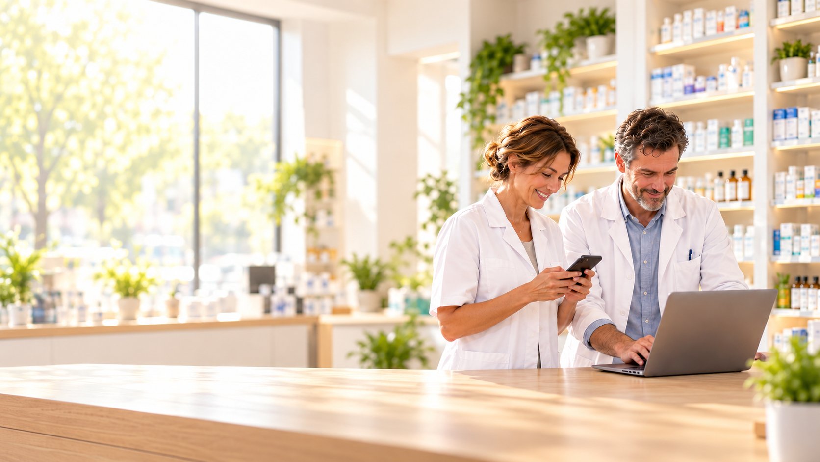 Pharmacy team at the counter